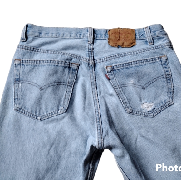 Thrashed Levis vintage hi waisted 501 90s distressed button fly jeans Women's 10 - Picture 5 of 15